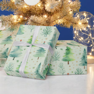 Christmas Trees and Snowflakes Modern Christmas Wrapping Paper