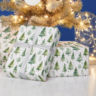 Christmas Trees and Snowflakes Modern Christmas Wrapping Paper