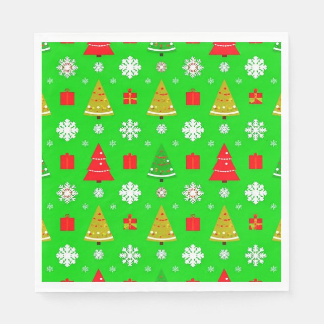 Christmas Trees and Snowflakes Napkin (Front)