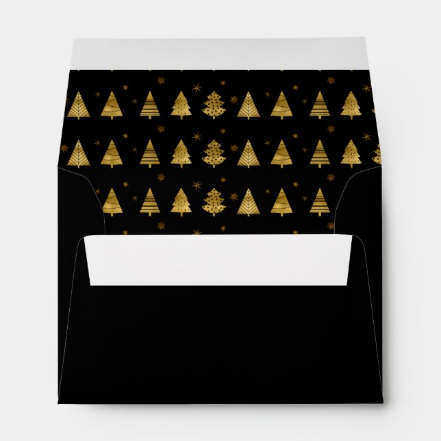 Christmas Trees and Snowflakes Pattern Gold ID863 Envelope (Back (Bottom))