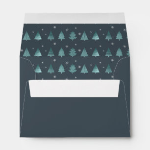 Christmas Trees and Snowflakes Pattern Teal ID863 Envelope