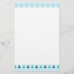 Christmas Trees and Snowflakes Stationery