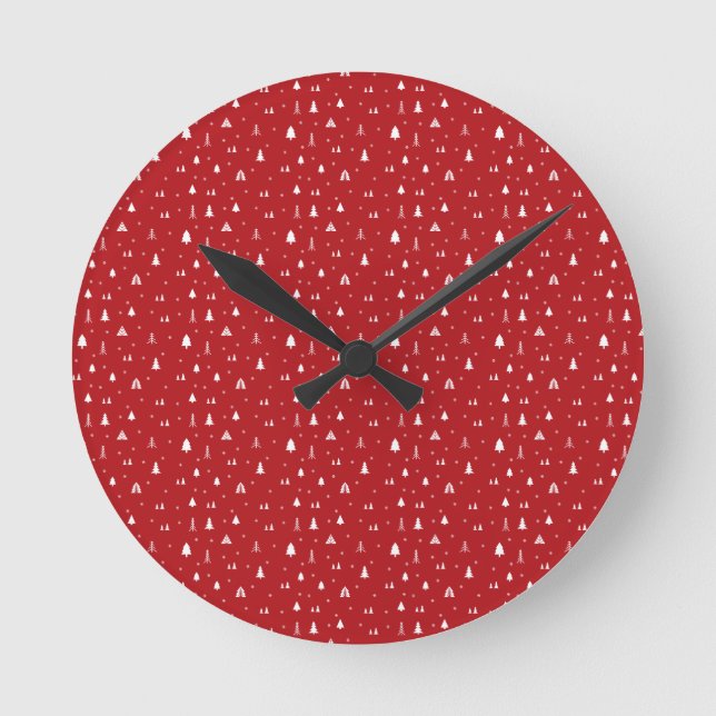Christmas Trees and Snowflakes Wall Clock (Front)