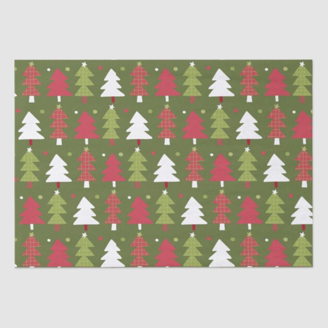 Christmas Trees and Snowflakes with Green Backing  Tissue Paper (Front)