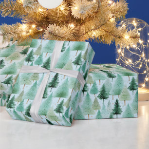 Christmas Trees and Stars Modern Christmas Wrapping Paper