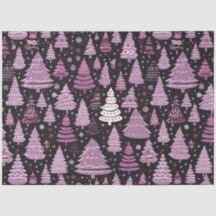 Christmas Trees and Stars Purple White Christmas Tissue Paper