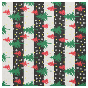 Christmas Trees and Stars Stripes Fabric
