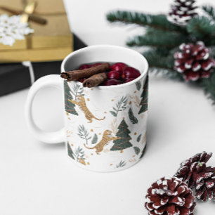Christmas trees and tigers pattern coffee mug