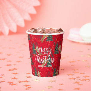 Christmas trees and tigers pattern paper cups