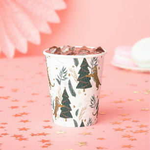Christmas trees and tigers pattern paper cups