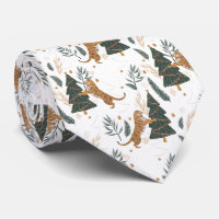 Christmas trees and tigers pattern