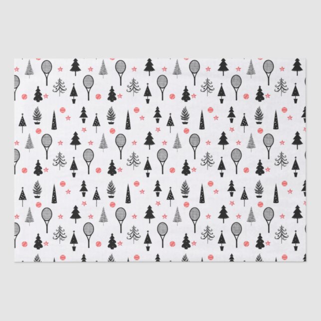  🎄Christmas trees and🎾tennis rackets Tissue Paper (Front)