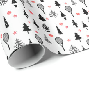 🎄Christmas trees and🎾tennis  rackets Wrapping Paper