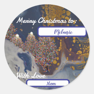 Christmas Trees at night Classic Round Sticker