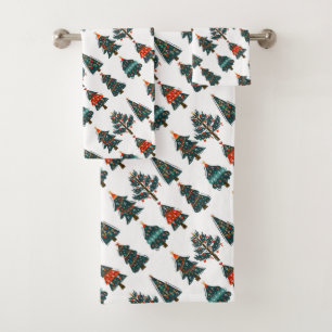 Christmas Trees Bath Towel Set