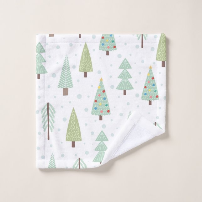 Christmas Trees Bath Towel Set (Wash Cloth)