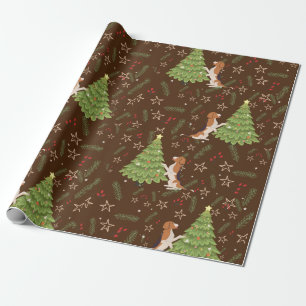 Christmas trees & Beagle Dog pattern custom Wrapping Paper