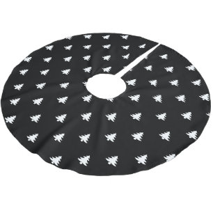 Christmas Trees black white pattern cute modern Brushed Polyester Tree Skirt