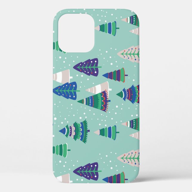 Christmas trees, blue background Case-Mate iPhone case (Back)