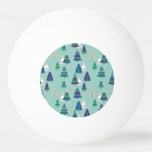 Christmas trees, blue background ping pong ball