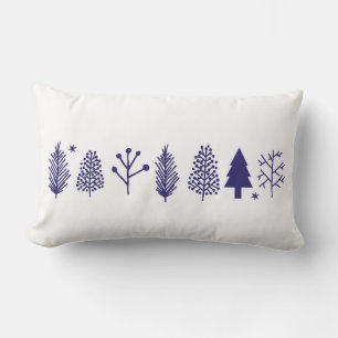 CHRISTMAS TREES Blue Retro Throw Pillow