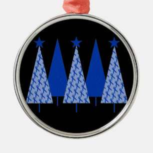 Christmas Trees - Blue Ribbon Colon Cancer Metal Tree Decoration