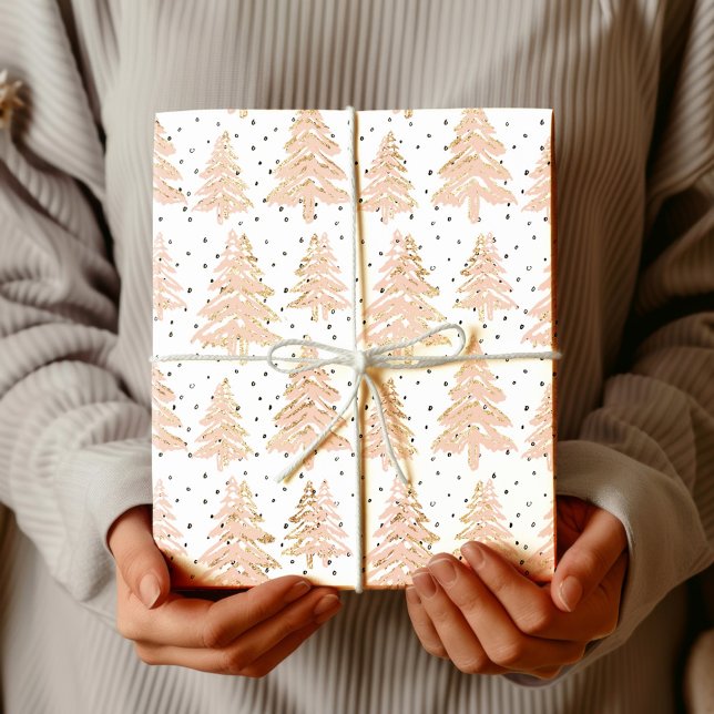 Christmas Trees Blush Holiday Wrapping Paper (Creator Uploaded)