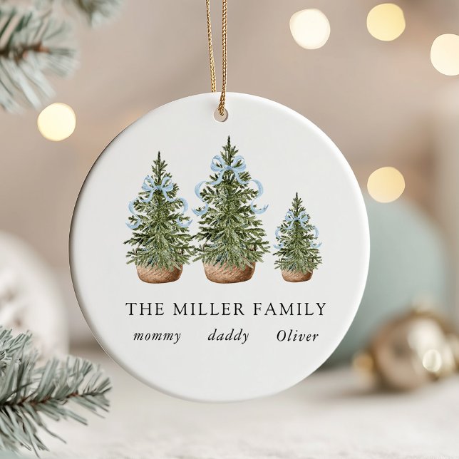 Christmas Trees Bow Blue Ceramic Tree Decoration (Creator Uploaded)