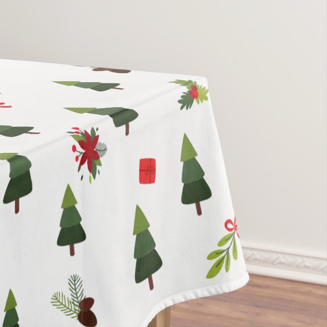 Christmas Trees & Bows Tablecloth (In Situ)