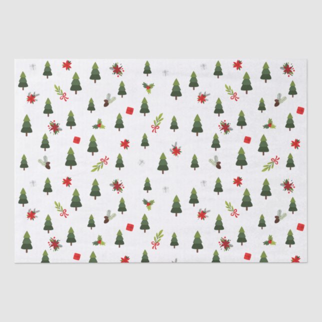 Christmas Trees & Bows  Tissue Paper (Front)