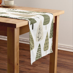Christmas Trees brown and green Short Table Runner
