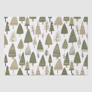 Christmas Trees brown and green Tissue Paper