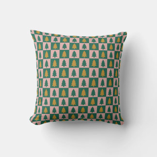 Christmas trees chequerboard cushion