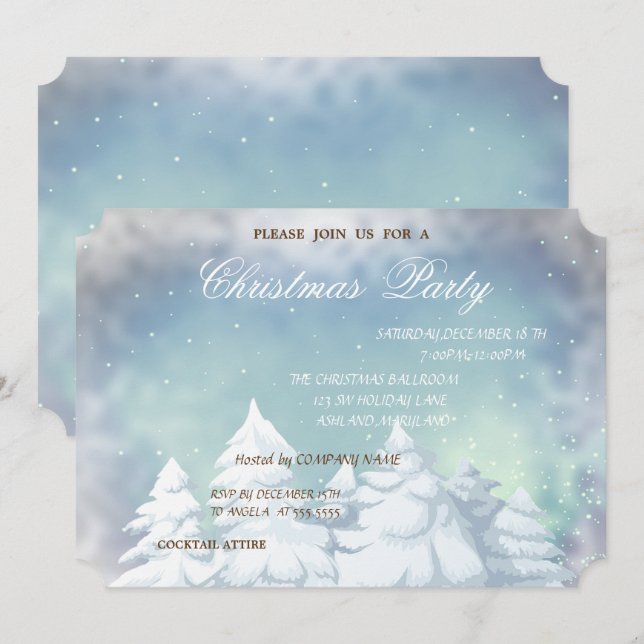 Christmas Trees, Corporate Christmas Party Invitation (Front/Back)