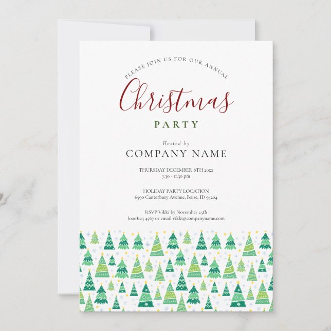 Christmas Trees Corporate Holiday Party Invitation (Front)