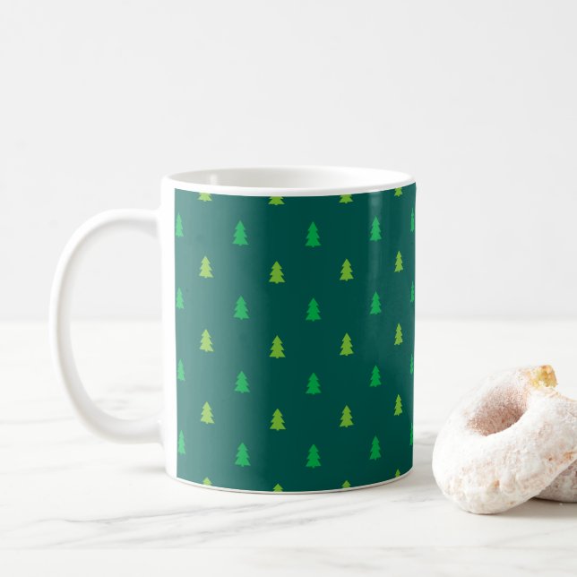 Christmas trees dark green coffee mug. mug (With Donut)