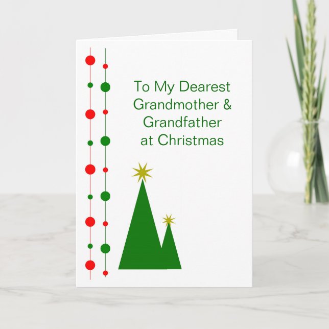 Christmas Trees Design Grandparents Christmas Holiday Card (Front)