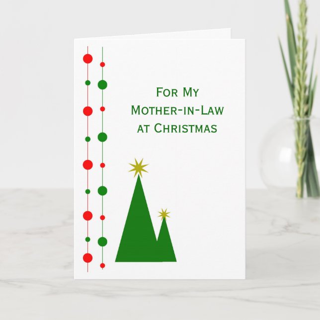 Christmas Trees Design Mother-in-Law Christmas Holiday Card (Front)