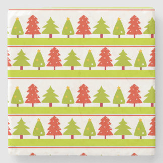 Christmas Trees Designed Stone Coaster