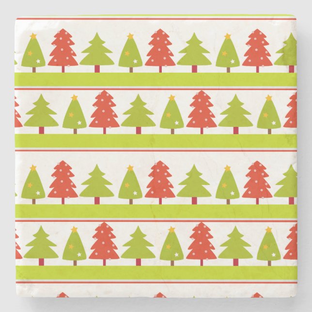  Christmas Trees Designed Stone Coaster (Front)
