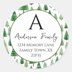Christmas Trees Family Address Classic Round Sticker