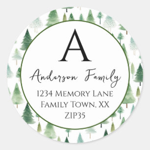 Christmas Trees Family Address Classic Round Sticker