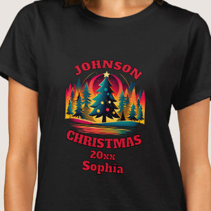 Christmas trees family retro editable T-Shirt