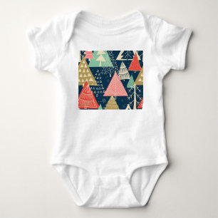 Christmas Trees Festive Seamless Illustration. Baby Bodysuit