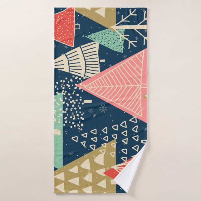 Christmas Trees Festive Seamless Illustration. Bath Towel (Bath Towel)