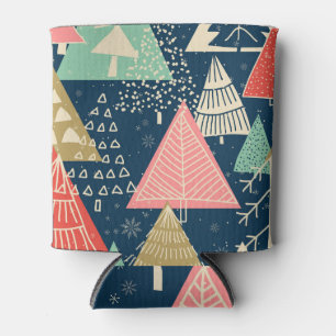 Christmas Trees Festive Seamless Illustration. Can Cooler