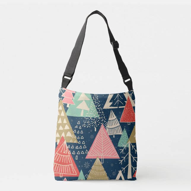 Christmas Trees Festive Seamless Illustration. Crossbody Bag (Front)