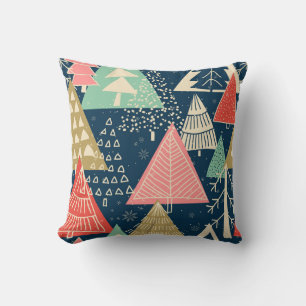 Christmas Trees Festive Seamless Illustration. Cushion