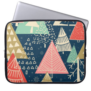 Christmas Trees Festive Seamless Illustration. Laptop Sleeve