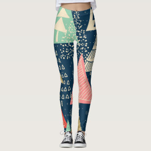 Christmas Trees Festive Seamless Illustration. Leggings